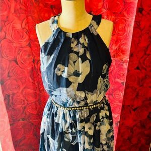 Elegant Floral Halter Dress